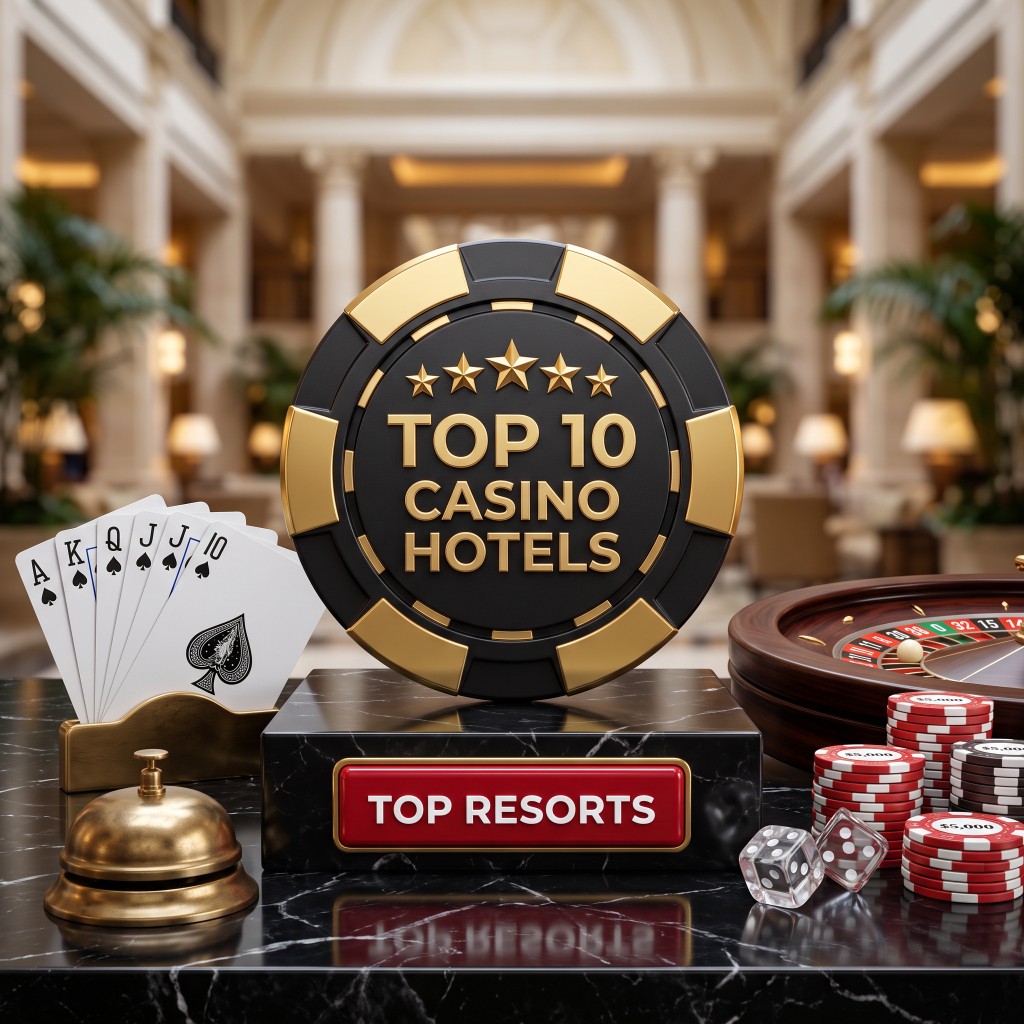 Anfigame — luxury casino atmosphere with chips, cards and a service bell